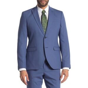 Nordstrom Rack Men's Blue Solid Two Button Peak Lapel Extra Trim Fit Suit Top